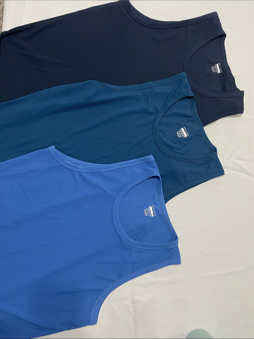 3 Spyder Women’s  Performance Tank Tops. 3 shades blue. Size L. Preowned.
